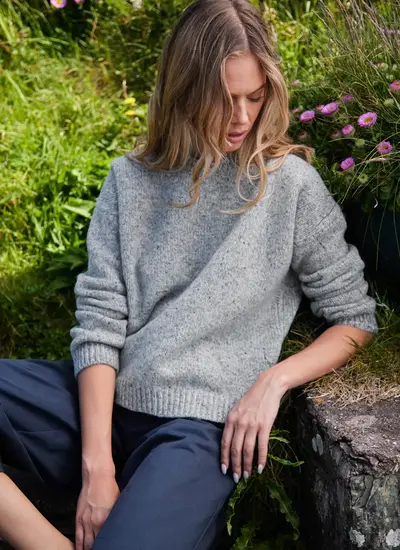 Cashmere Fleck Crew Neck Sweater